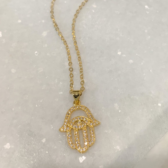 🎉HP🎉 Hamsa Hand Evil Eye Necklace | Gold Filled - Picture 3 of 5